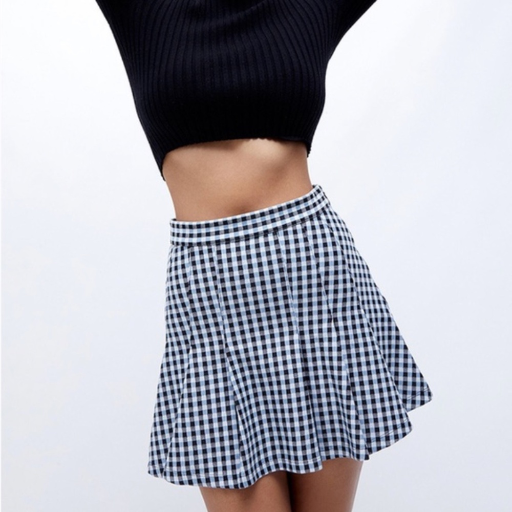 Free People Gingham Honey Pleated Skirt